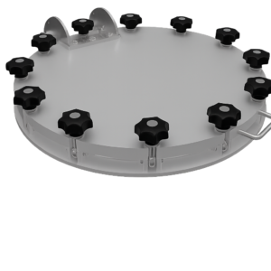 Płaska pokrywa z kołnierzem spawanym i śrubami obrotowymi do 6/-1 bar